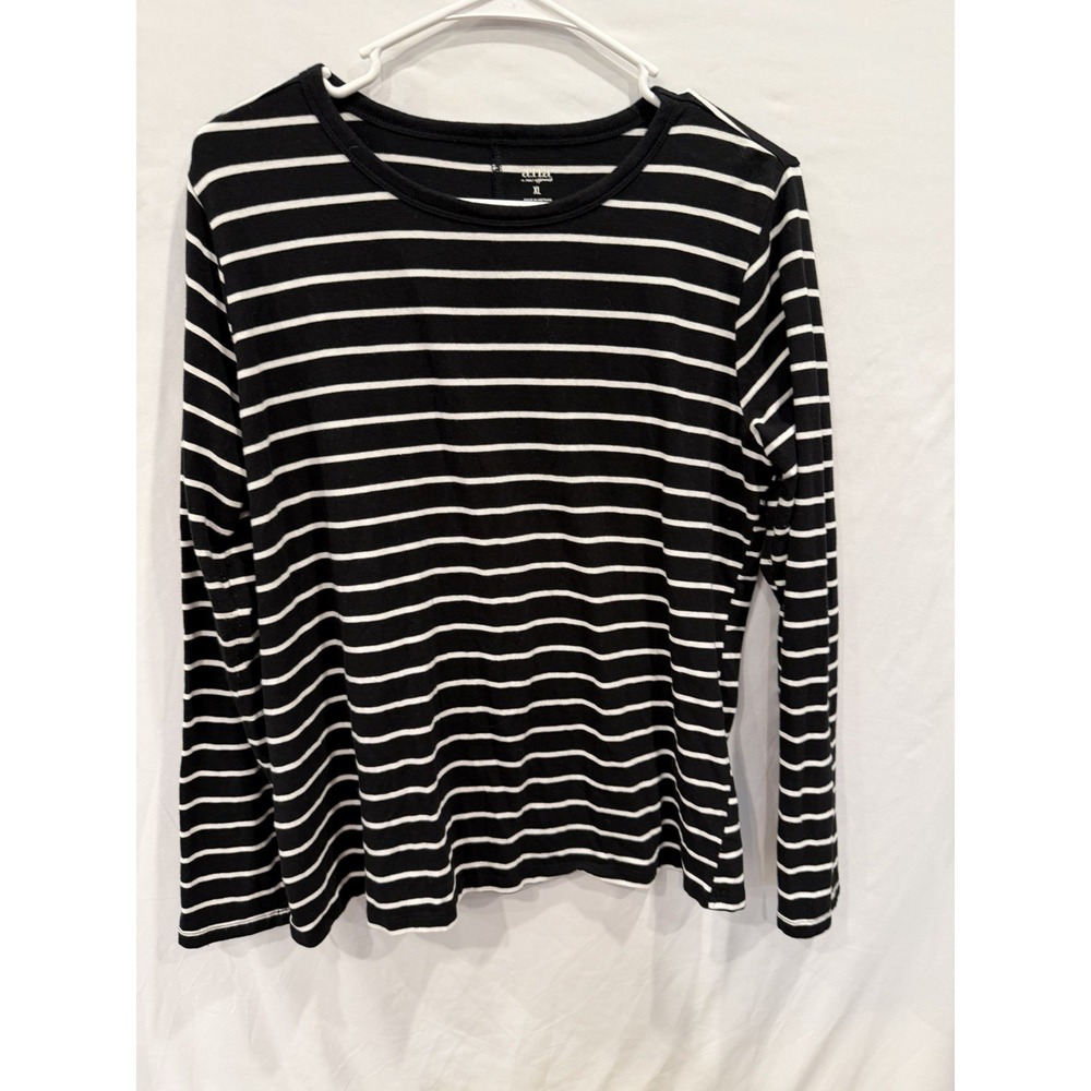 a.n.a A New Approach Striped Top Womens XL  Long Sleeve, Shirt Seam In Back